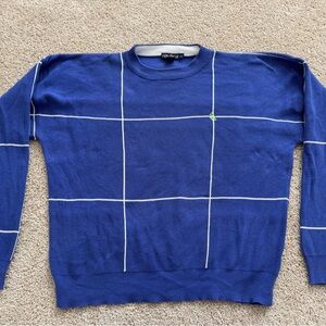 Nautica Vintage 90’s  Striped Blue Crewneck Sweater with White Lines Mens Size L